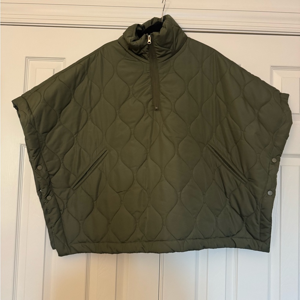 Do Everything in Love Khaki Quilted Poncho